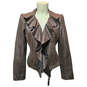 Worthington jacket with front closure and ruffle. Small